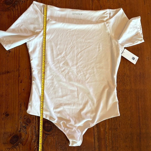 NWT Spanx Smooth Jersey Ballet Bodysuit, White , Size Large, Short Sleeve - Picture 6 of 11